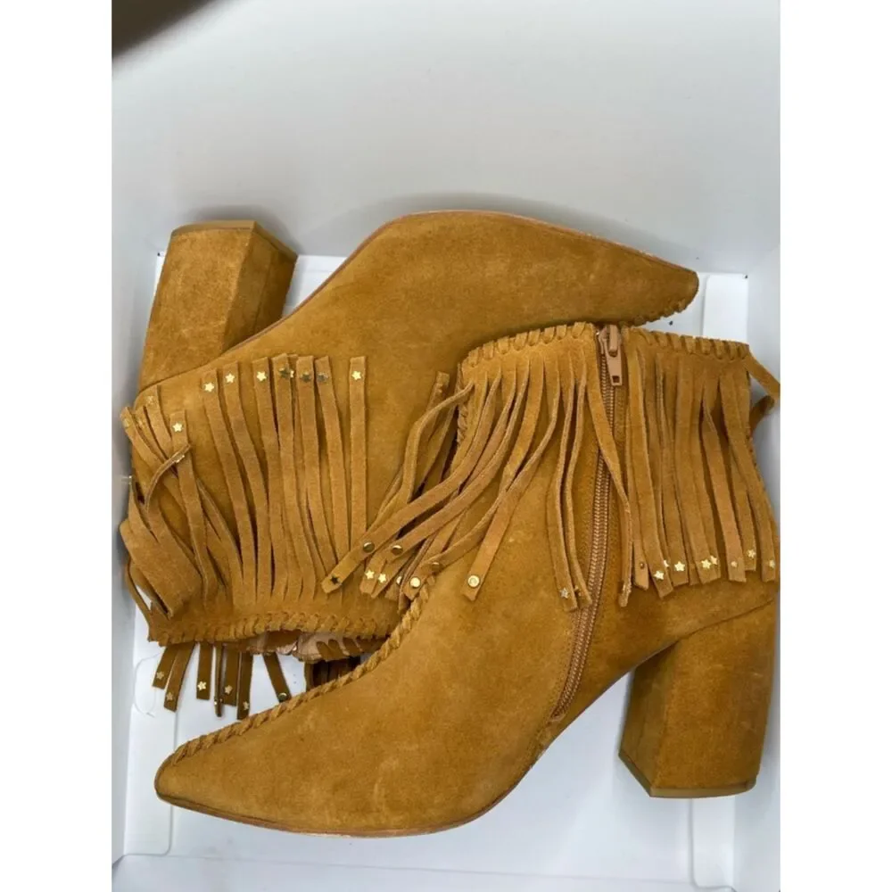 Free People Jeffrey Campbell Ankle Booties 9 Brown Fringe Suede Coastal Cowgirl